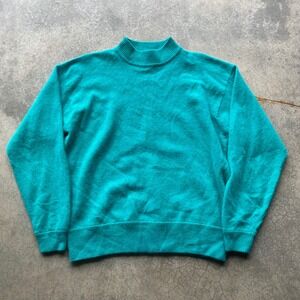 Nordstrom Town Square Vintage Teal Angora Lambswool Mock Neck Sweater XL